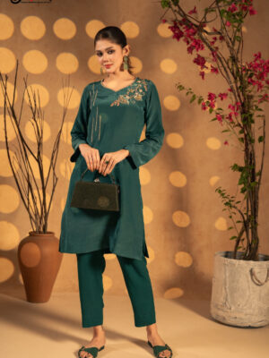 Zariyaah Emerald Green Two Piece Ethnic Suit for Women S-XL