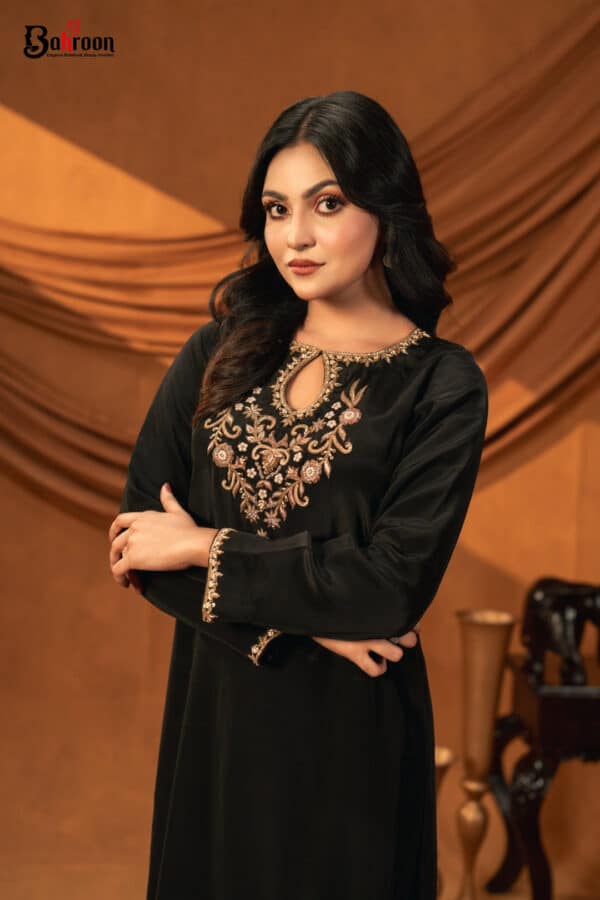 Tasneem Hand Crafted Two Piece Ethnic Suit for Women Black S-XL