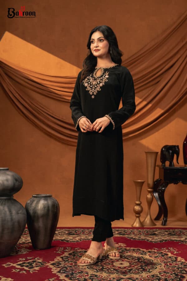 Tasneem Hand Crafted Two Piece Ethnic Suit for Women Black S-XL