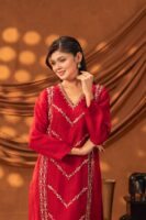 Maheera Hand Crafted Three Piece Ethnic Suit for Women Ruby Red S-XL