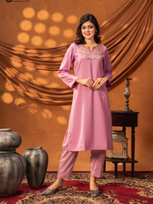 Inaya Hand Crafted Two Piece Ethnic Suit for Women Lavender S-XL