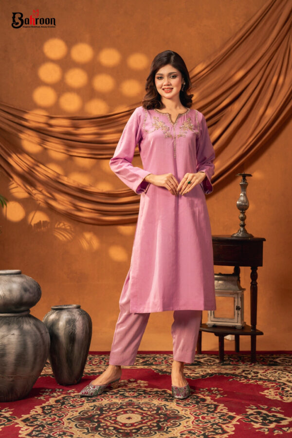 Inaya Hand Crafted Two Piece Ethnic Suit for Women Lavender S-XL