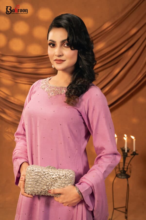 Ruponti Orchid Pink Three Piece Ethnic Suit for Women S-XL