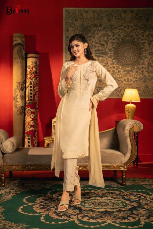 Mehrun Beige Three Piece Ethnic Suit for Women S-XL