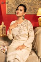 Mishaal Hand Crafted Three Piece Ethnic Suit for Women Ivory S-XL