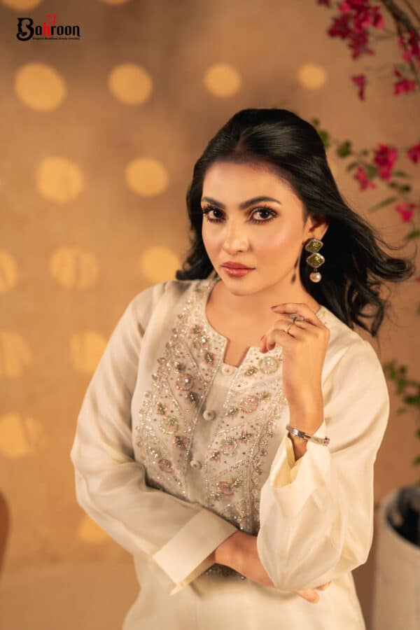 Safira Ivory White Two Piece Ethnic Suit for Women S-XL