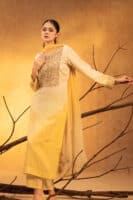 Prova Butter Yellow Three Piece Ethnic Suit for Women S-XL