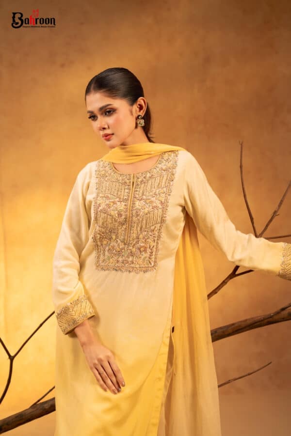 Prova Butter Yellow Three Piece Ethnic Suit for Women S-XL