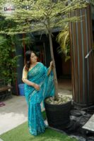 Aqua Blue Zari Buti Jamdani Saree