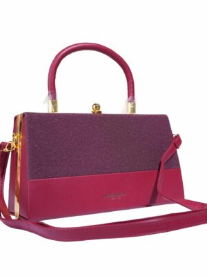 Dual-Texture Structured Top-Handle Bag with Crossbody Strap