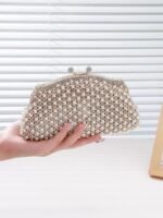 Elegant Pearl Gold Evening Bag