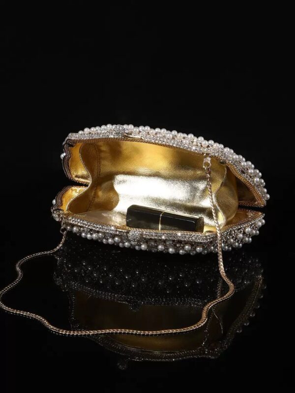 Elegant Pearl Gold Evening Bag