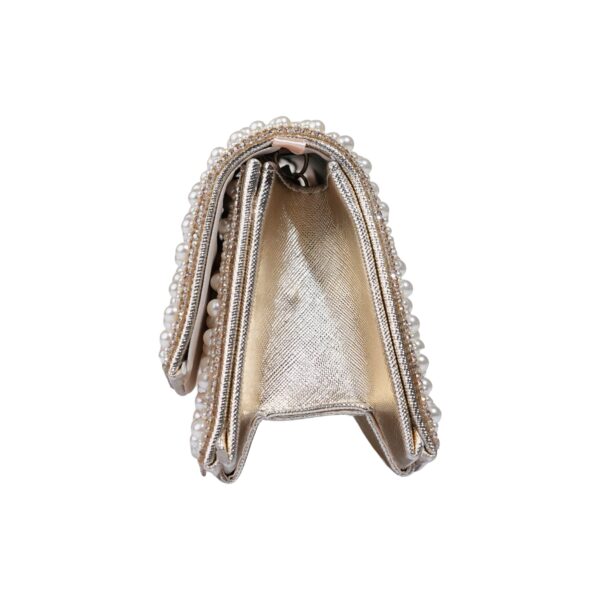 Elegant Pearl and Rhinestone Embellished Evening Clutch Bag