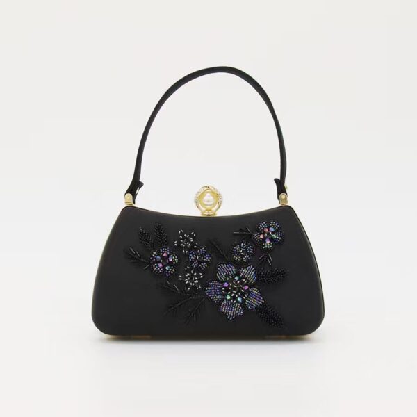 Elegant Ivory Floral Embroidered Handbag