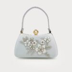 Elegant Ivory Floral Embroidered Handbag