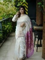 Shorno Jori Jamdani Saree - Purple