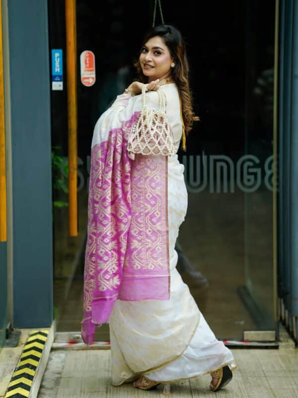 Shorno Jori Jamdani Saree - Purple