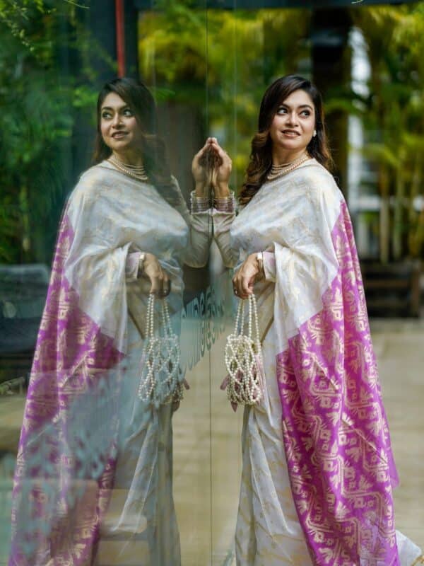Shorno Jori Jamdani Saree - Purple