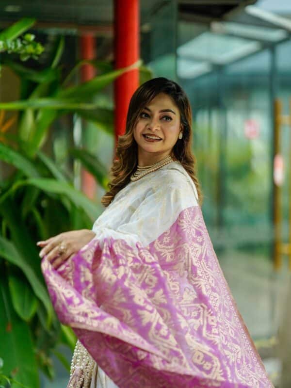 Shorno Jori Jamdani Saree - Purple