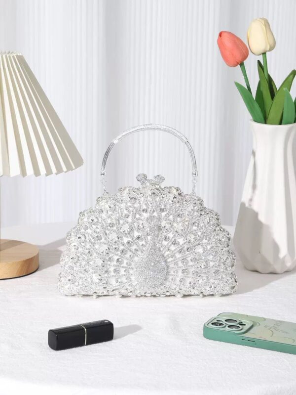 Luxury Diamond-Studded Peacock Evening Bag