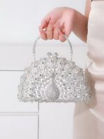 Luxury Diamond-Studded Peacock Evening Bag