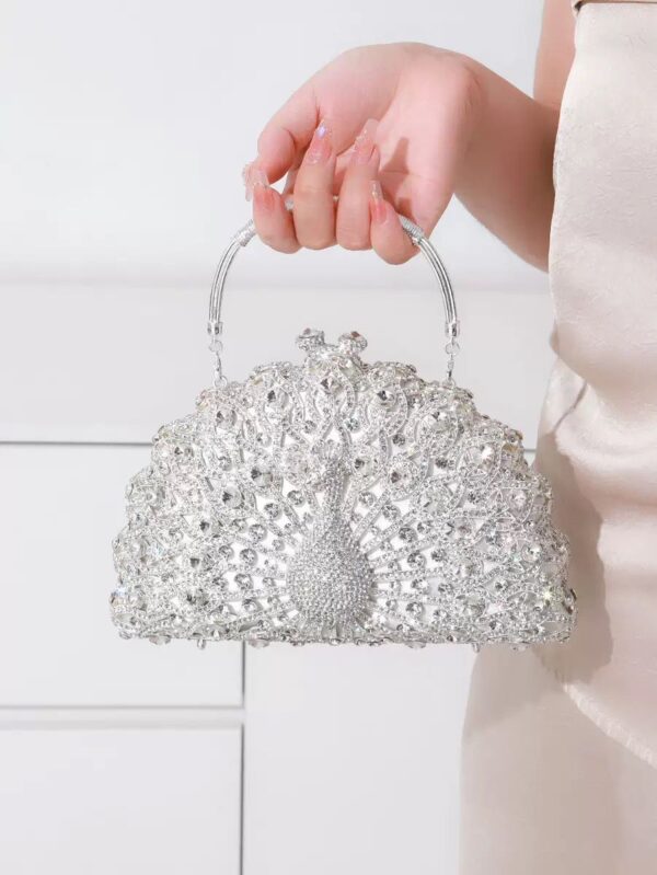 Luxury Diamond-Studded Peacock Evening Bag