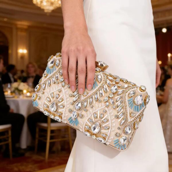 Luxury Beaded Diamond Clutch Bag