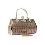 Luxury Rhinestone Evening Clutch Bag with Floral Handle