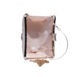 Luxury Glitter Evening Clutch Bag with Rhinestone Brooch