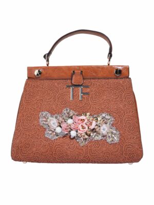 Premium Leather Floral Embroidered Satchel Bag