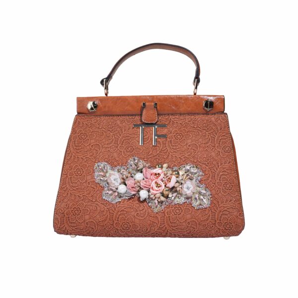 Premium Leather Floral Embroidered Satchel Bag
