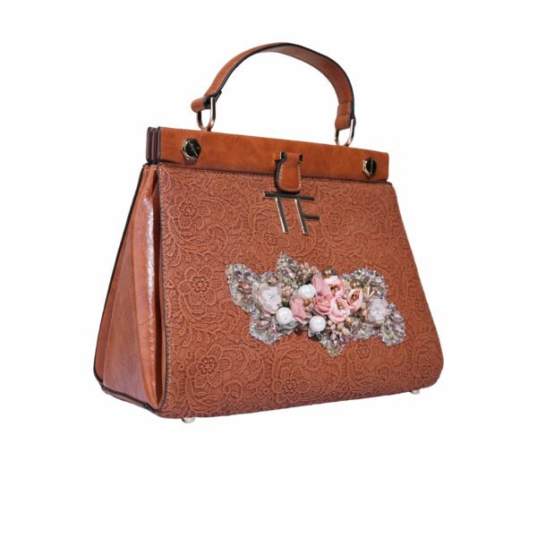 Premium Leather Floral Embroidered Satchel Bag