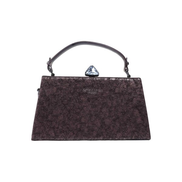 Premium Textured Leather Evening Clutch with Geometric Stone Clasp