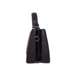 Premium Textured Leather Evening Clutch with Geometric Stone Clasp