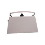 Premium Textured Leather Evening Clutch with Geometric Stone Clasp