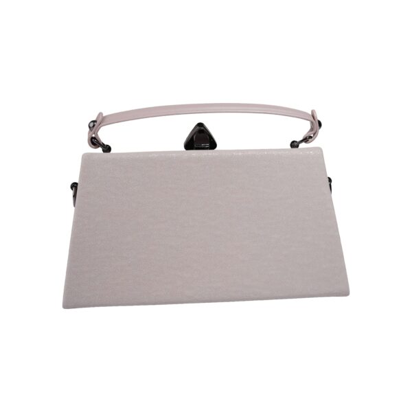 Premium Textured Leather Evening Clutch with Geometric Stone Clasp