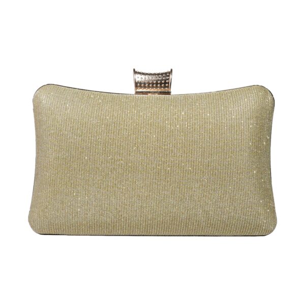 Luxury Glitter Evening Clutch Bag with Rhinestone Brooch