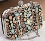 Colorful Diamond and Bead Embroidered Bag for Evening Party