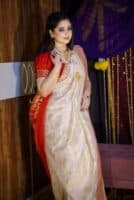 Rose Border Gold Zari Jamdani Saree