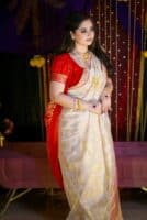 Rose Border Gold Zari Jamdani Saree